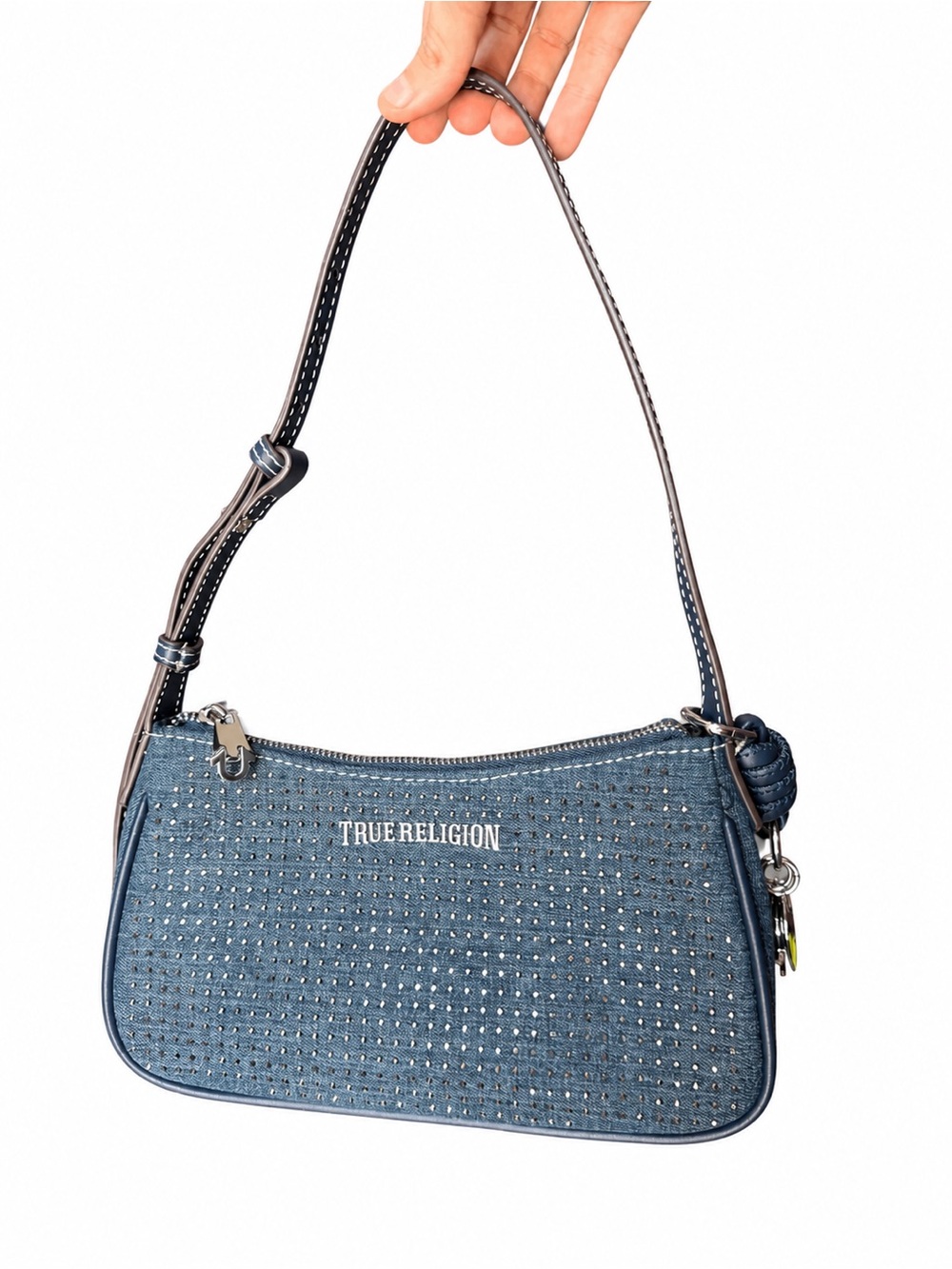 True Religion Blue Crystal-Embellished Shoulder Bag